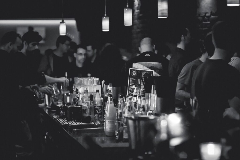 bar, people, bottles